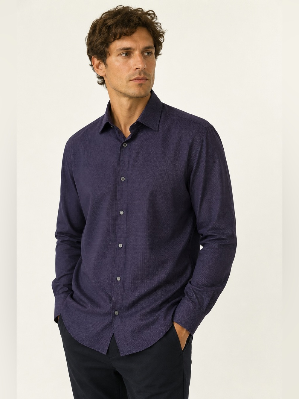Ted Baker Endurance Dress Shirt Blue Pinpoint Cotton 17